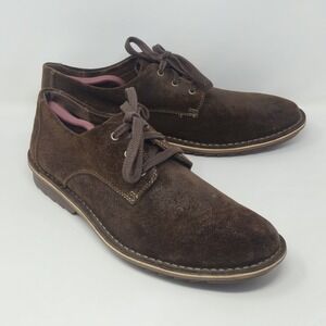 Clarks Men's 13 M Brown Suede Oxford Shoes 82655 Plain Toe Casual Comfort